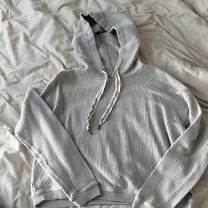 Aerie Light Gray/Green Women's Hooded Sweater